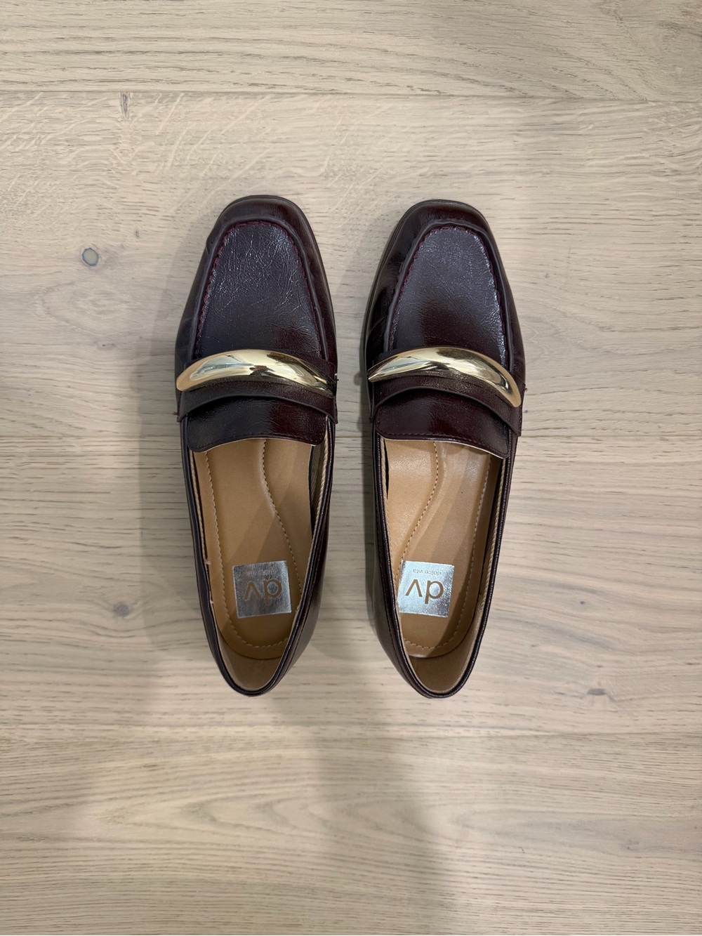 DV by Dolce Vita Dark Burgundy Loafers with Gold Accent